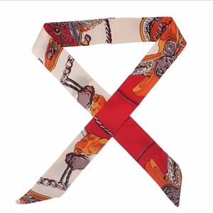 Silky Red and Cream Printed Women’s Scarf Band